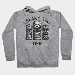 Three Tiki Statues - Freaky Tiki Time (Black Lettering) Hoodie